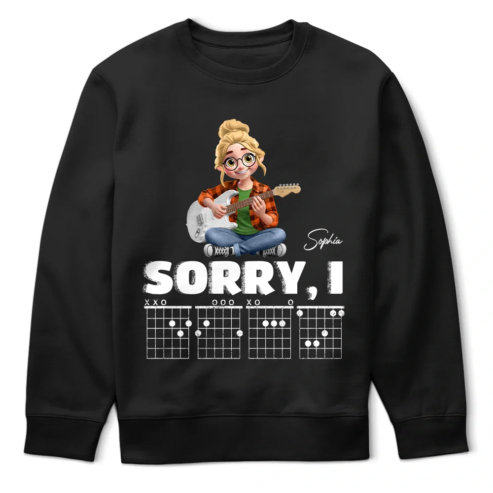 Sorry I D G A F Chord 3D Effect Fun Guitar Player - Personalized T Shirt - Image 5