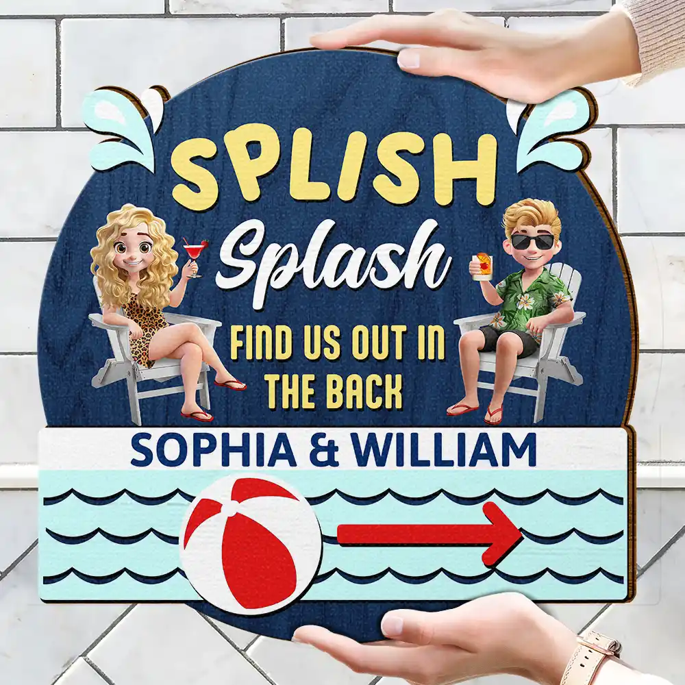 Splish Splash Find Us - Personalized Custom Shaped Wood Sign - Image 4