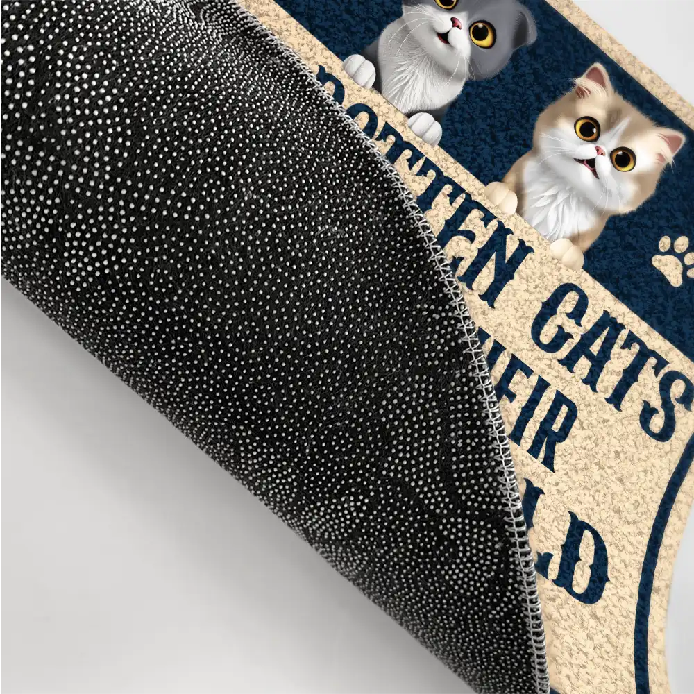 Spoiled Cats Live Here 3D Effect - Personalized Doormat - Image 3
