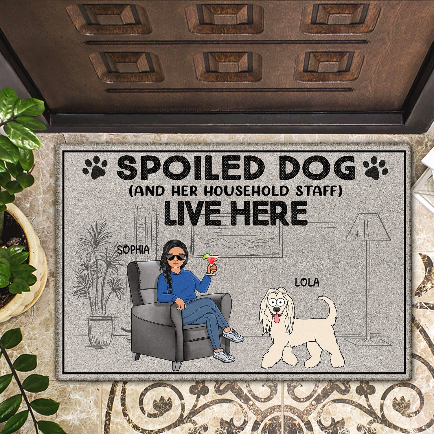 Spoiled Dogs And Their Household Staff Live Here - Gift For Dog Lovers, Couples - Personalized Doormat - Image 2