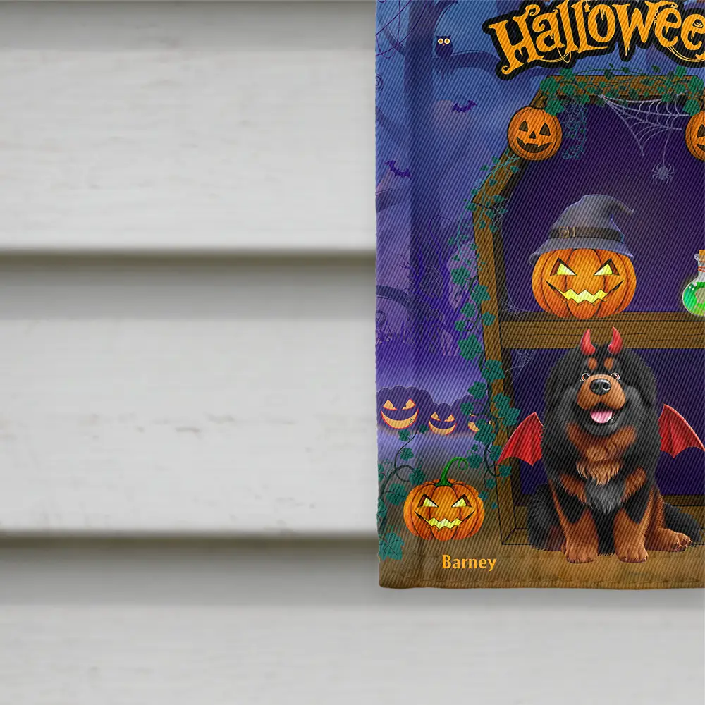 Spooky Cute Pets In Coffin Shelves - Personalized Flag - Image 4
