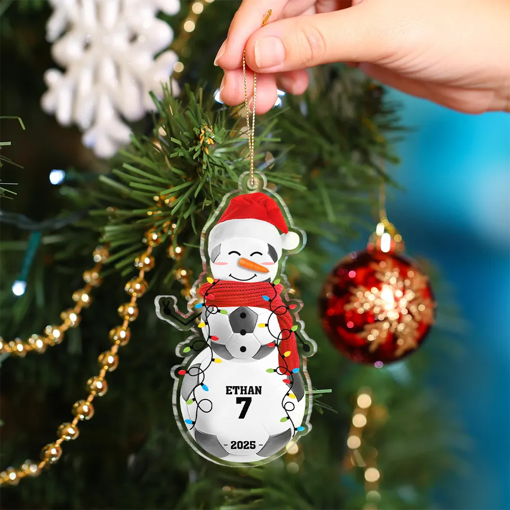 Sports Snowman - Personalized Custom Shaped Acrylic Ornament - Image 4