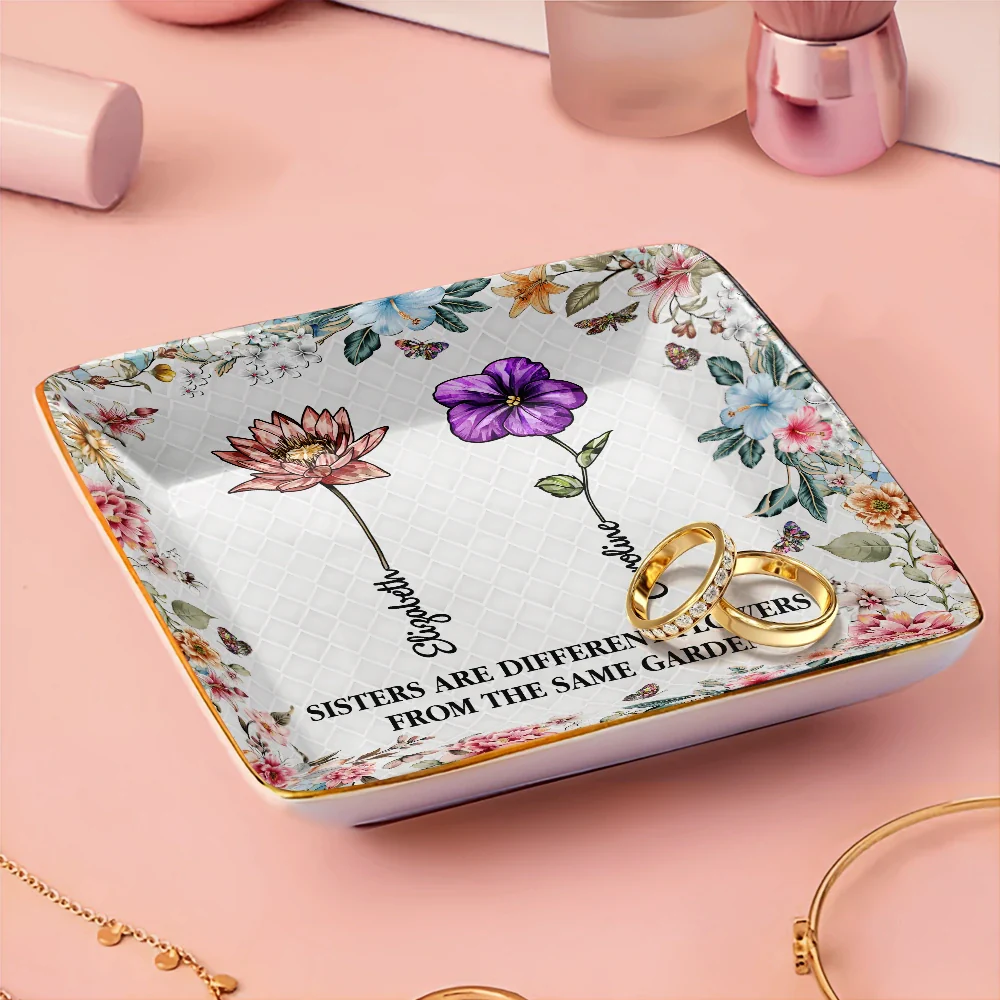 Stained Glass Birth Flower Mosaic Art Friendship Is A Journey - Personalized Ring Dish - Image 3