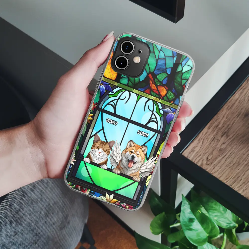 Stained Glass Dog Cat Pet - Personalized Clear Phone Case - Image 4