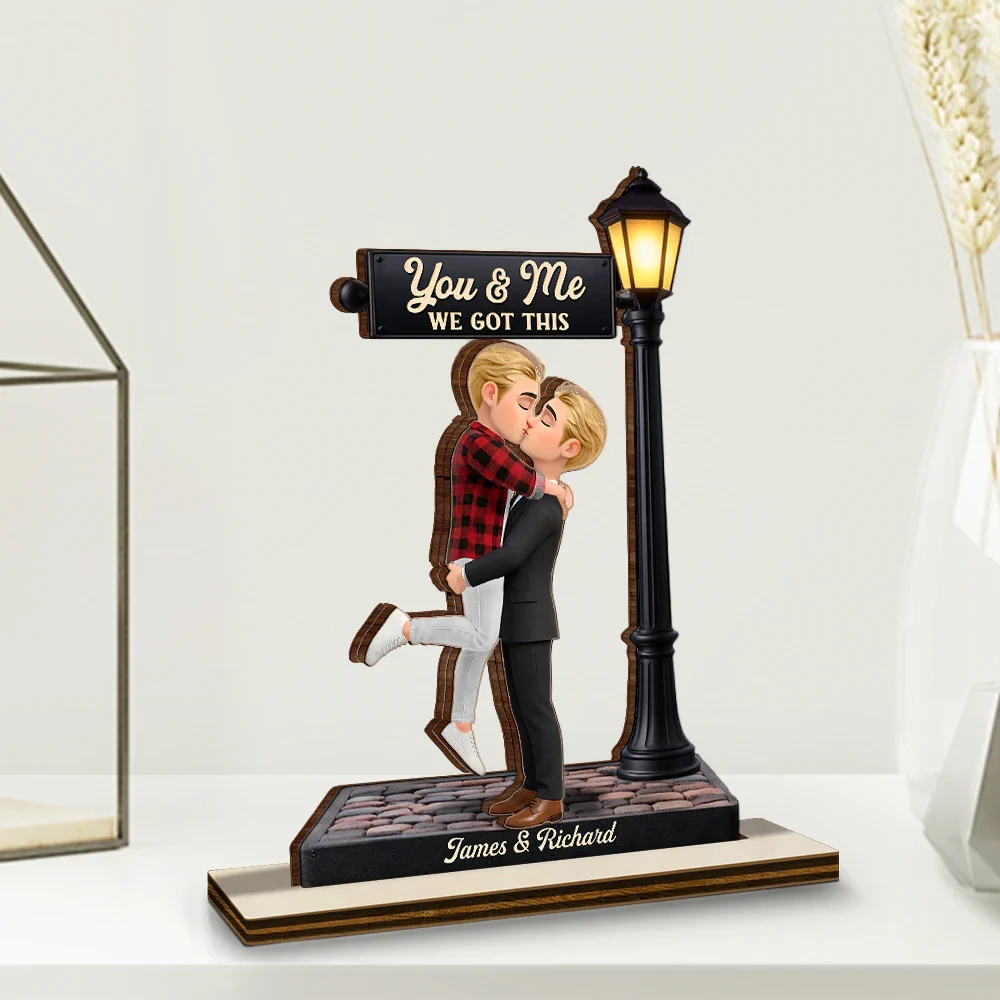 Standing Couple You And Me We Got This Under The Light - Personalized Custom Shaped Wooden Plaque - Image 2