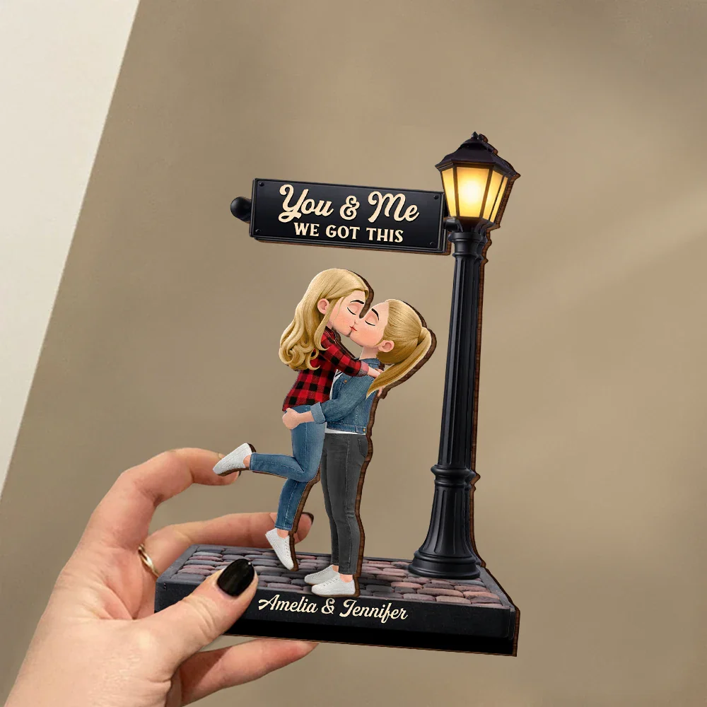 Standing Couple You And Me We Got This Under The Light - Personalized Custom Shaped Wooden Plaque - Image 3