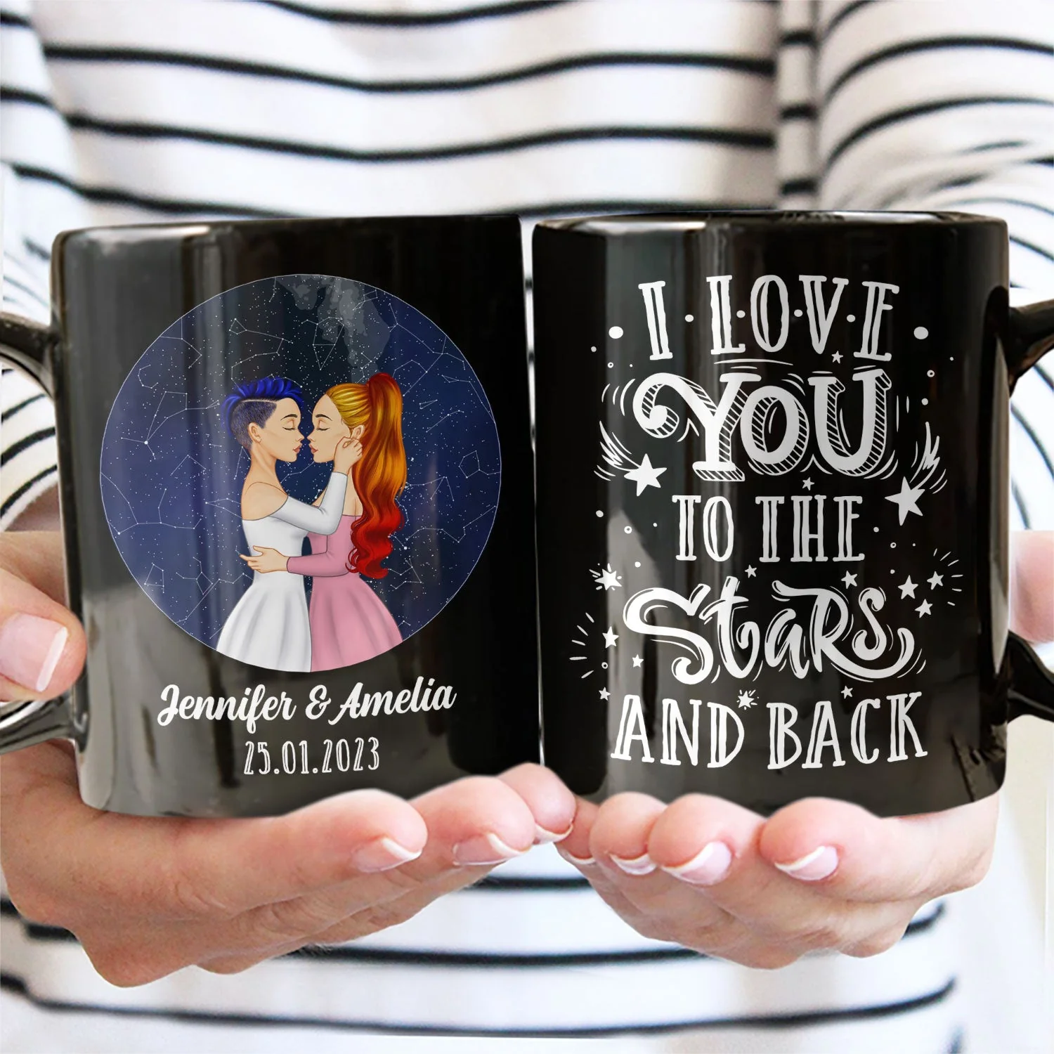 Star Map I Love You To The Star And Back - Gift For Couple - Personalized Custom Black Mug - Image 2