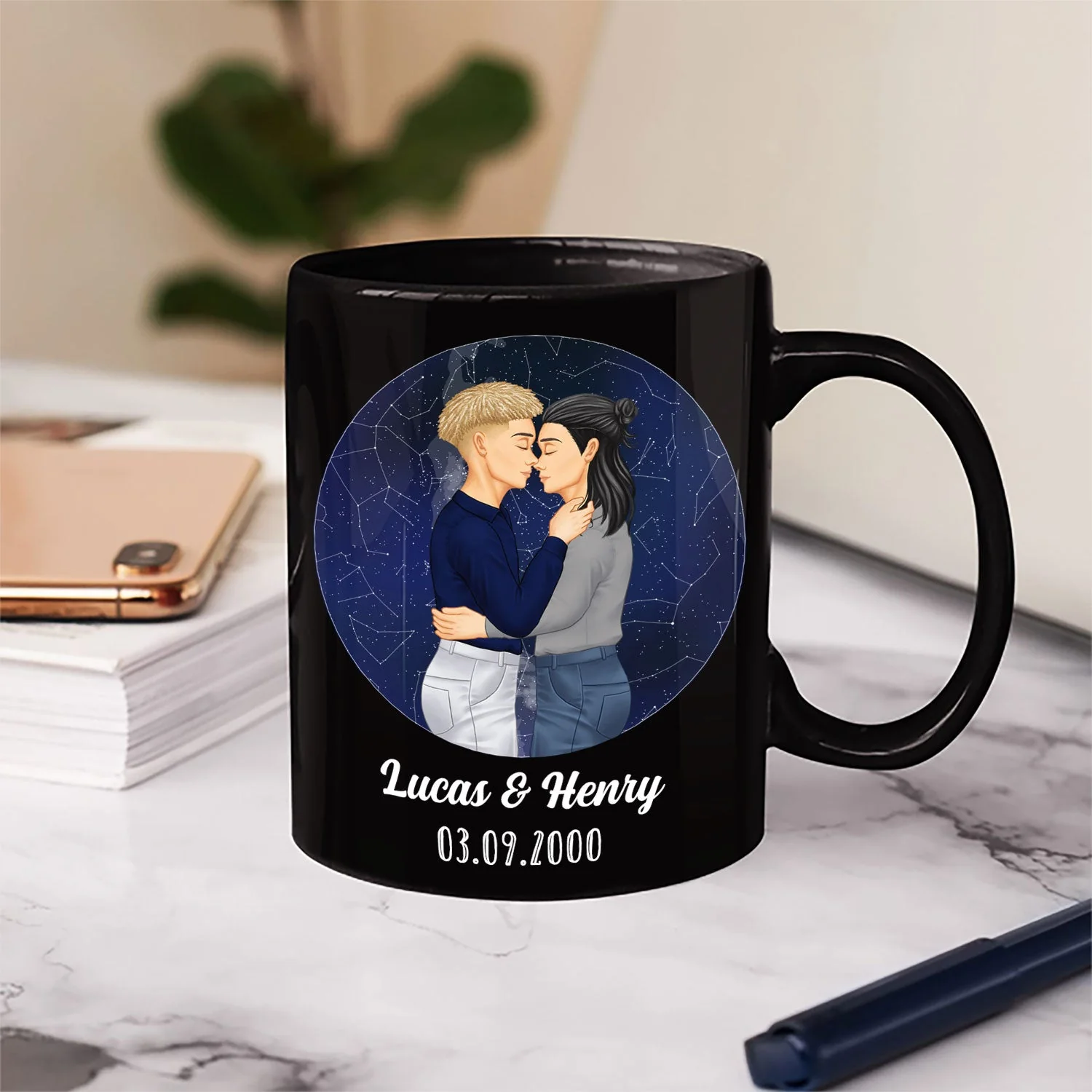 Star Map I Love You To The Star And Back - Gift For Couple - Personalized Custom Black Mug - Image 3