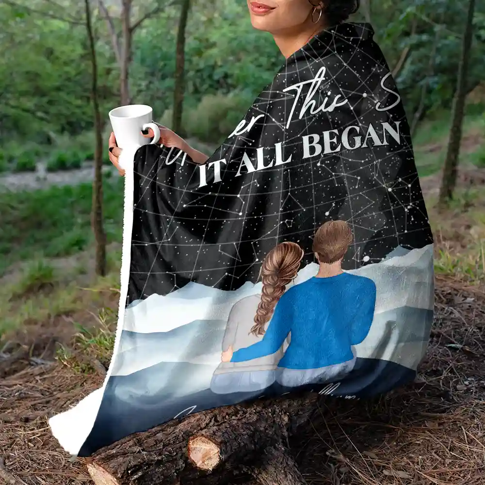 Star Map It All Began - Personalized Fleece Blanket, Sherpa Blanket - Image 5