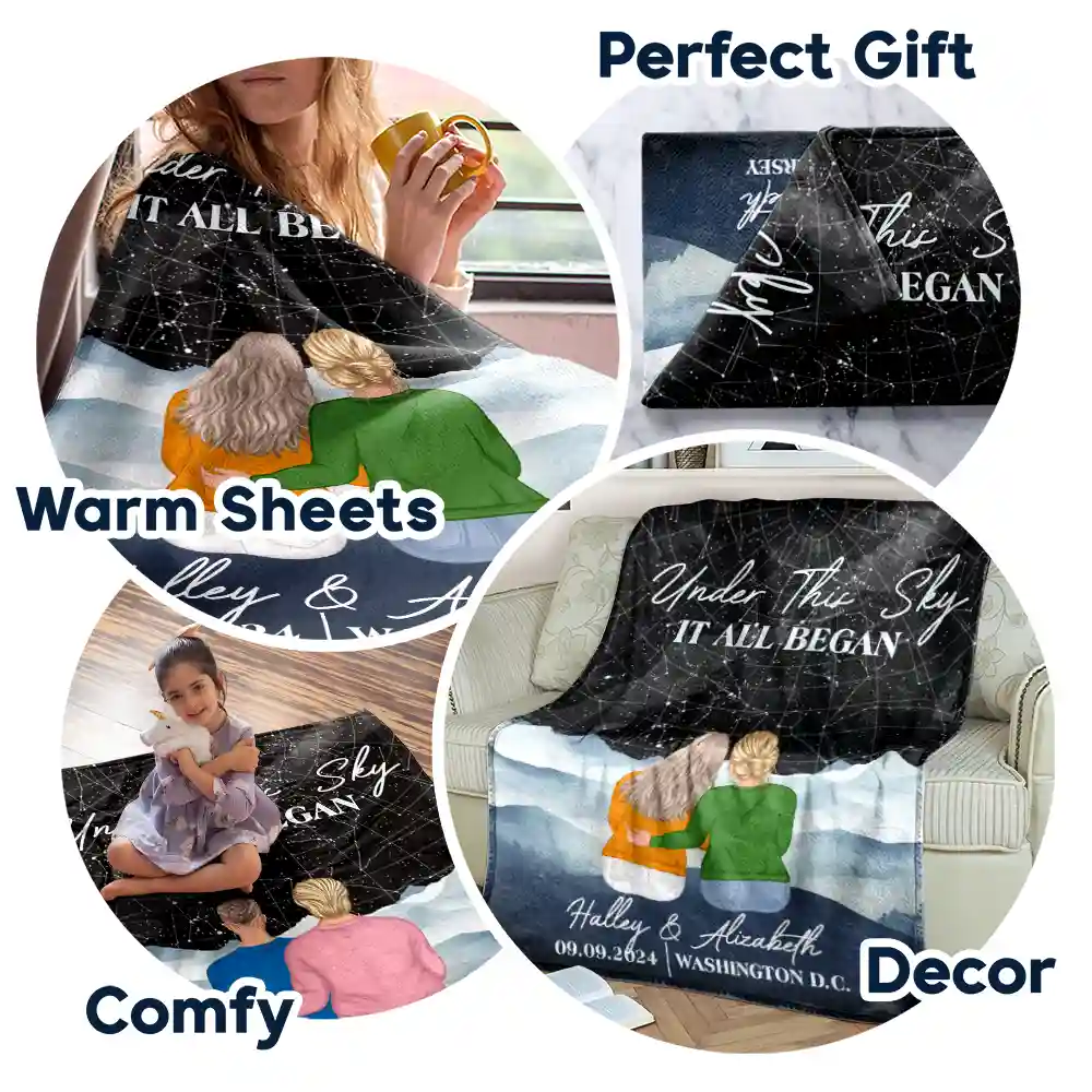 Star Map It All Began - Personalized Fleece Blanket, Sherpa Blanket - Image 7