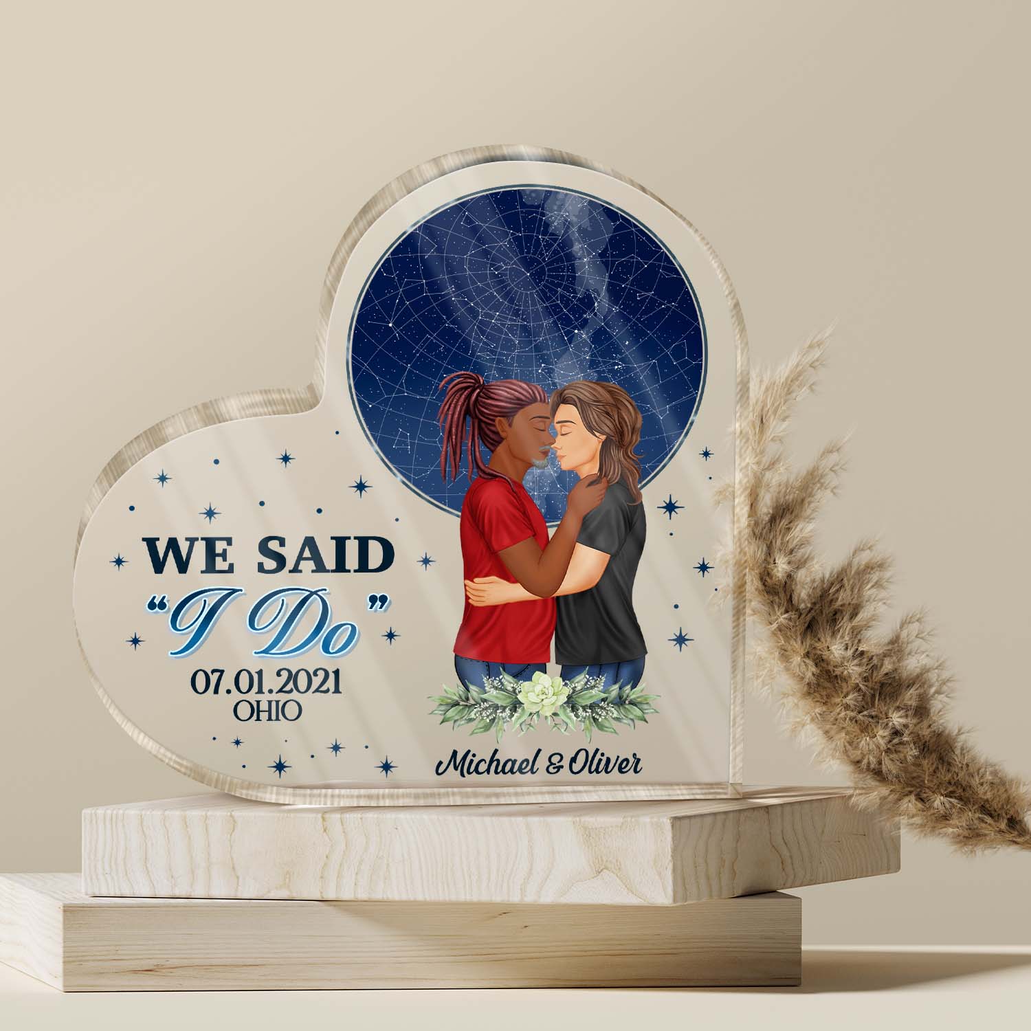 Star Map The Night We Met - Anniversary Gift For Couples - Personalized Custom Heart Shaped Acrylic Plaque - Image 4