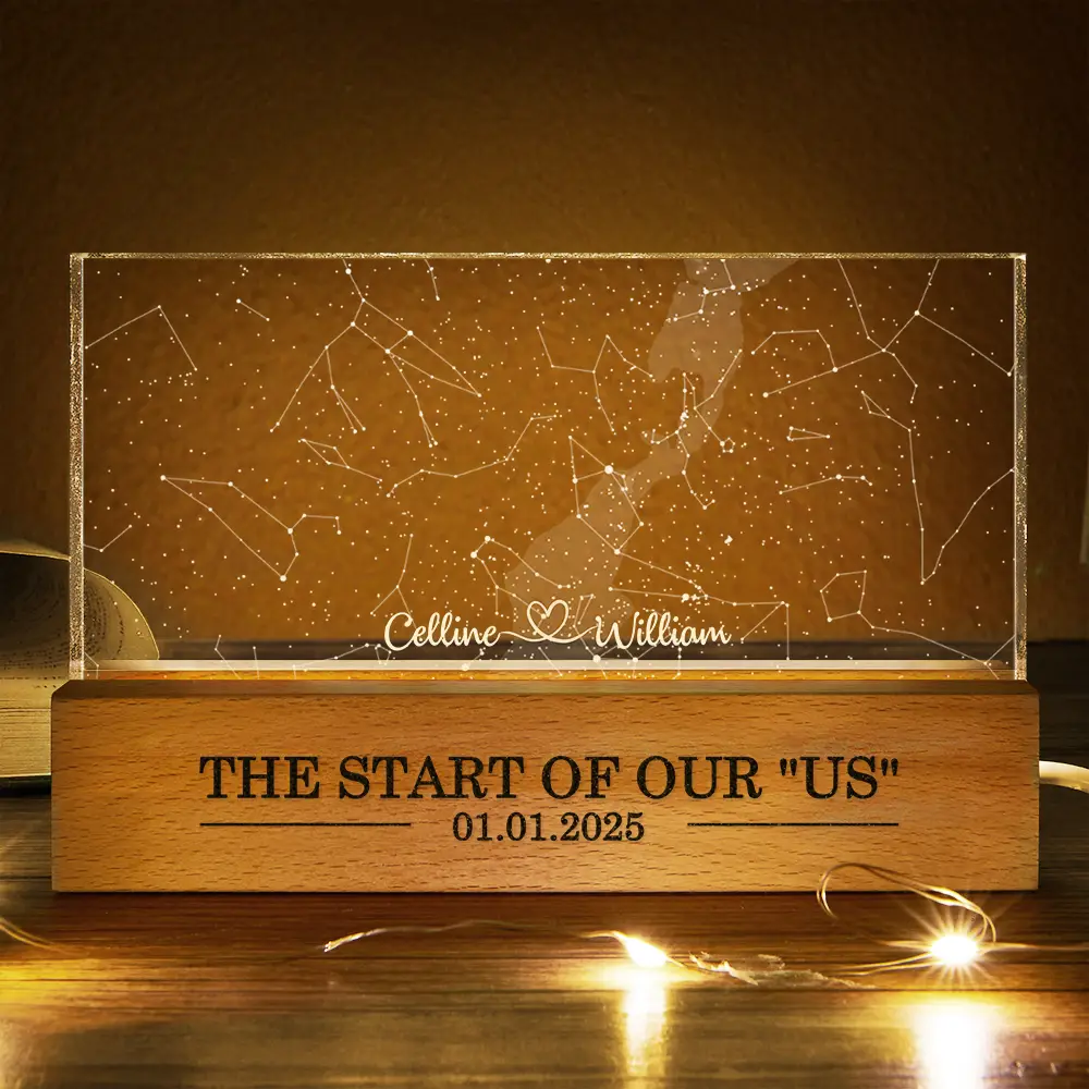Star Map The Start Of Our Us Couple - Personalized Rectangle LED Light - Image 3