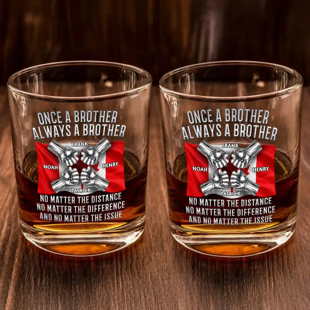 Star & Stripes Once A Brother Always A Brother - Personalized Whiskey Glass - Image 2