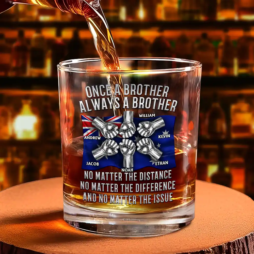 Star & Stripes Once A Brother Always A Brother - Personalized Whiskey Glass - Image 4