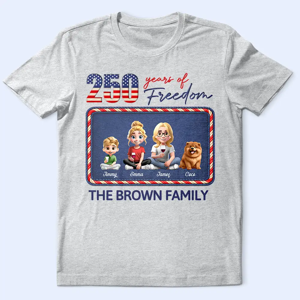 Stars And Stripes American Family 250 Years Of Freedom - Personalized T Shirt - Image 2