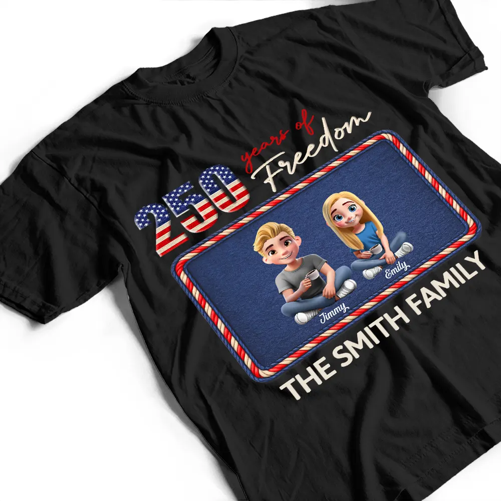 Stars And Stripes American Family 250 Years Of Freedom - Personalized T Shirt - Image 4