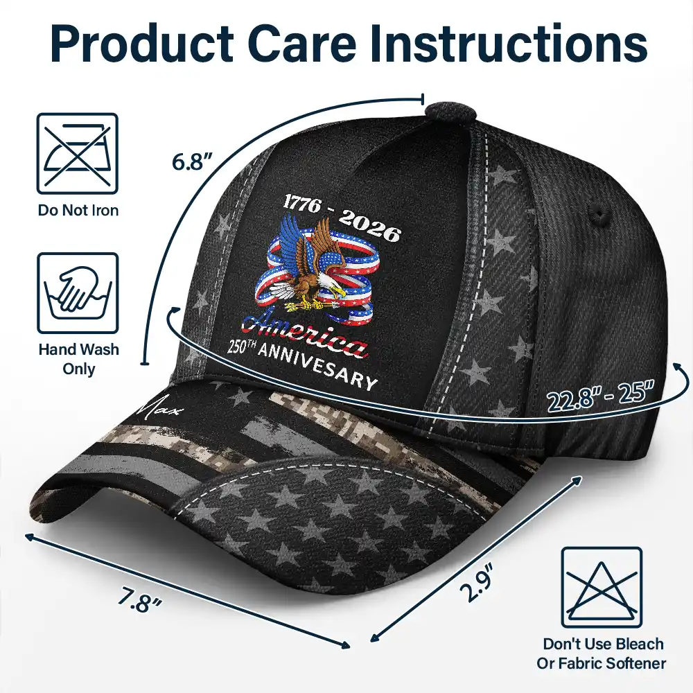 Stars And Stripes America 250th Anniversary - Personalized Classic Cap - Image 6