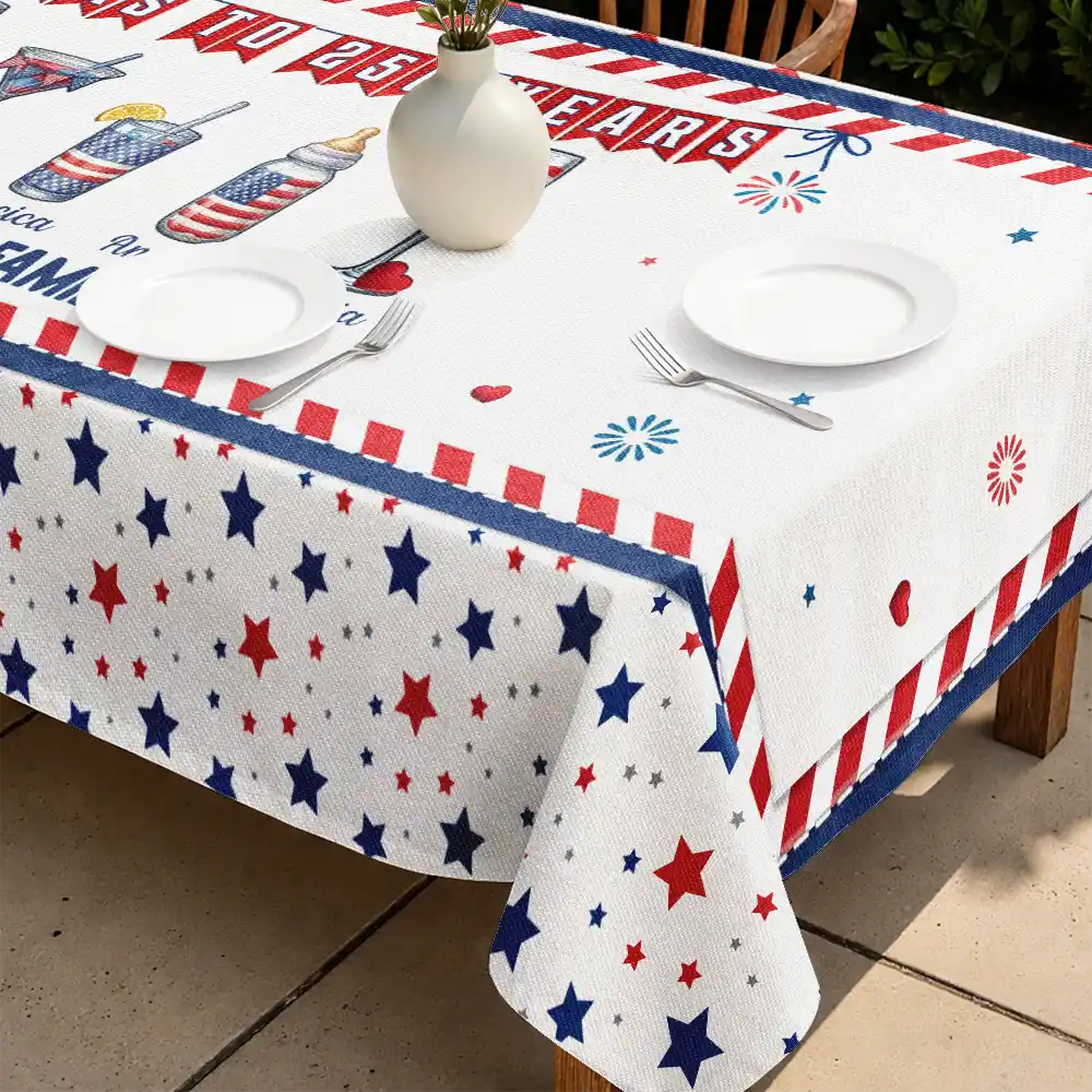 Stars And Stripes America Cheers To 250 Years - Personalized Tablecloth - Image 2