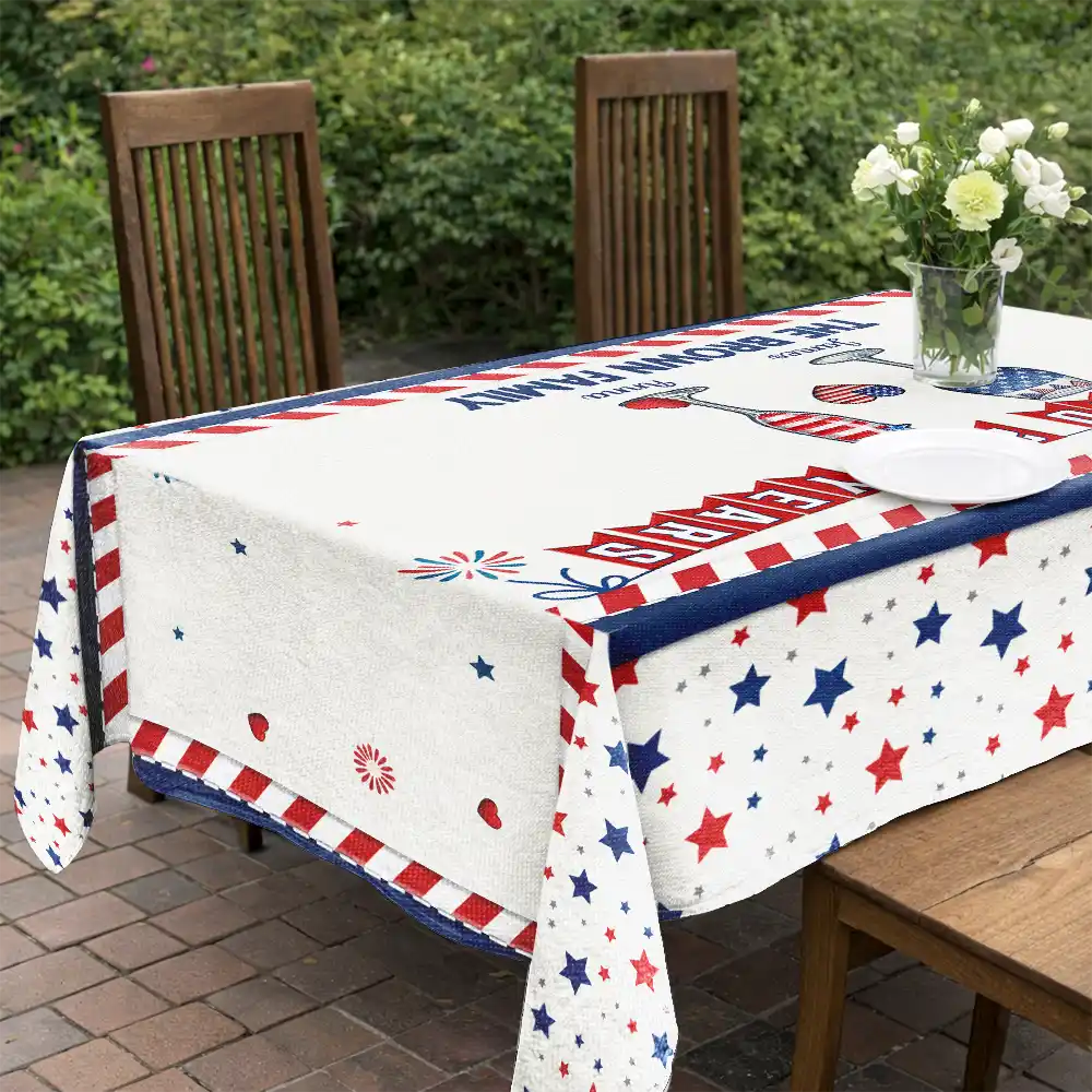 Stars And Stripes America Cheers To 250 Years - Personalized Tablecloth - Image 5