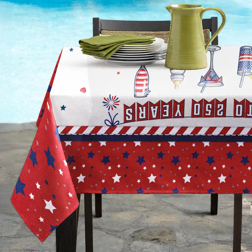 Stars And Stripes America Cheers To 250 Years - Personalized Tablecloth - Image 6