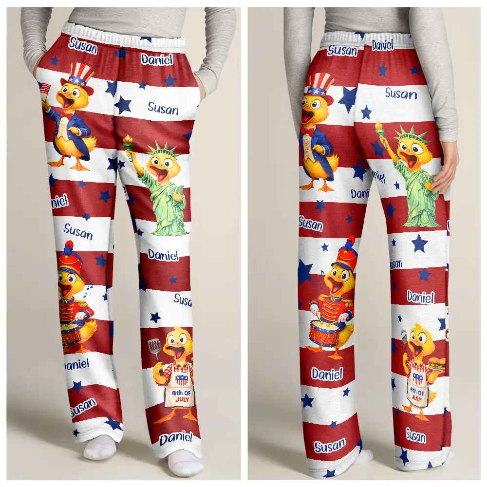 Stars And Stripes America Silly Goose - Personalized Pajama Pants - Image 3