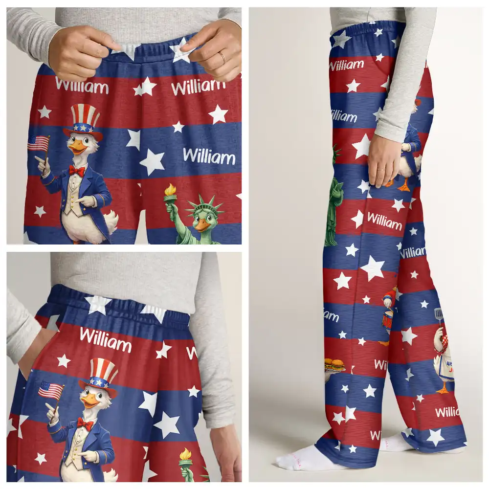 Stars And Stripes America Silly Goose - Personalized Pajama Pants - Image 7