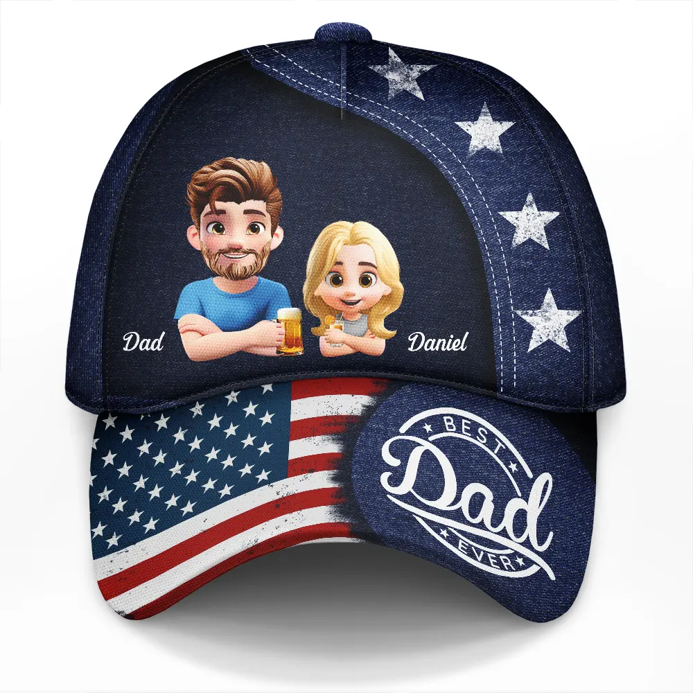 Stars And Stripes Best Dad Ever - Personalized Classic Cap
