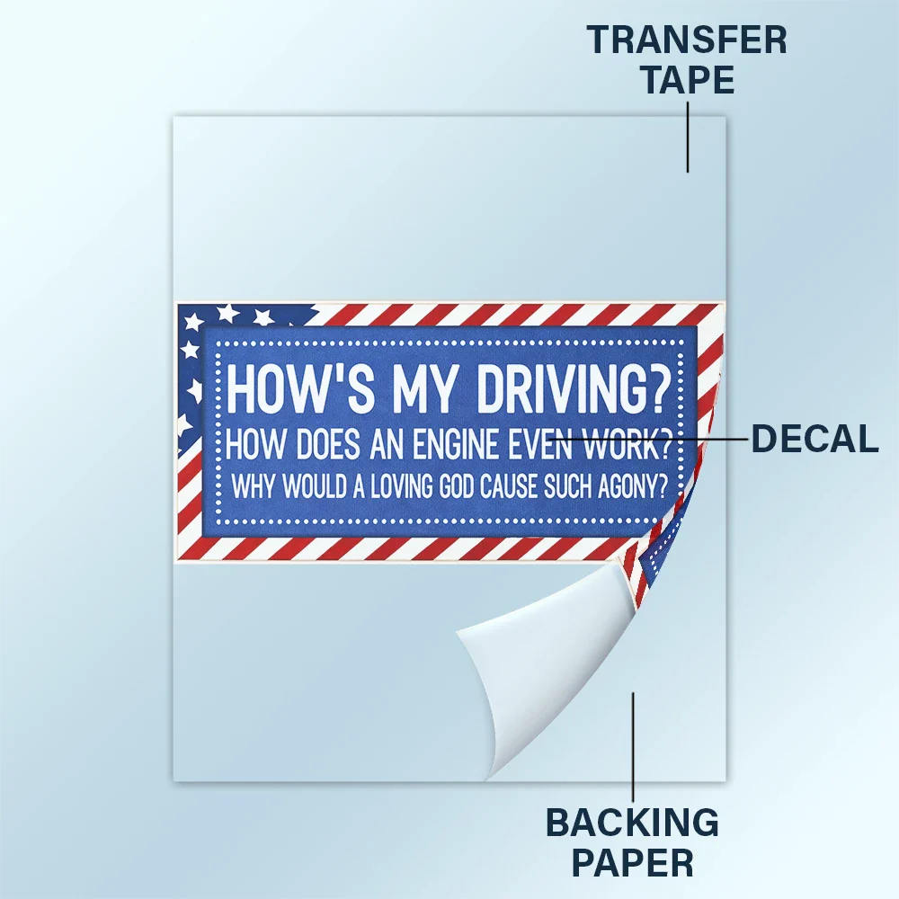 Stars And Stripes Car Bumper Sticker How Is My Driving - Personalized Decor Decal - Image 4