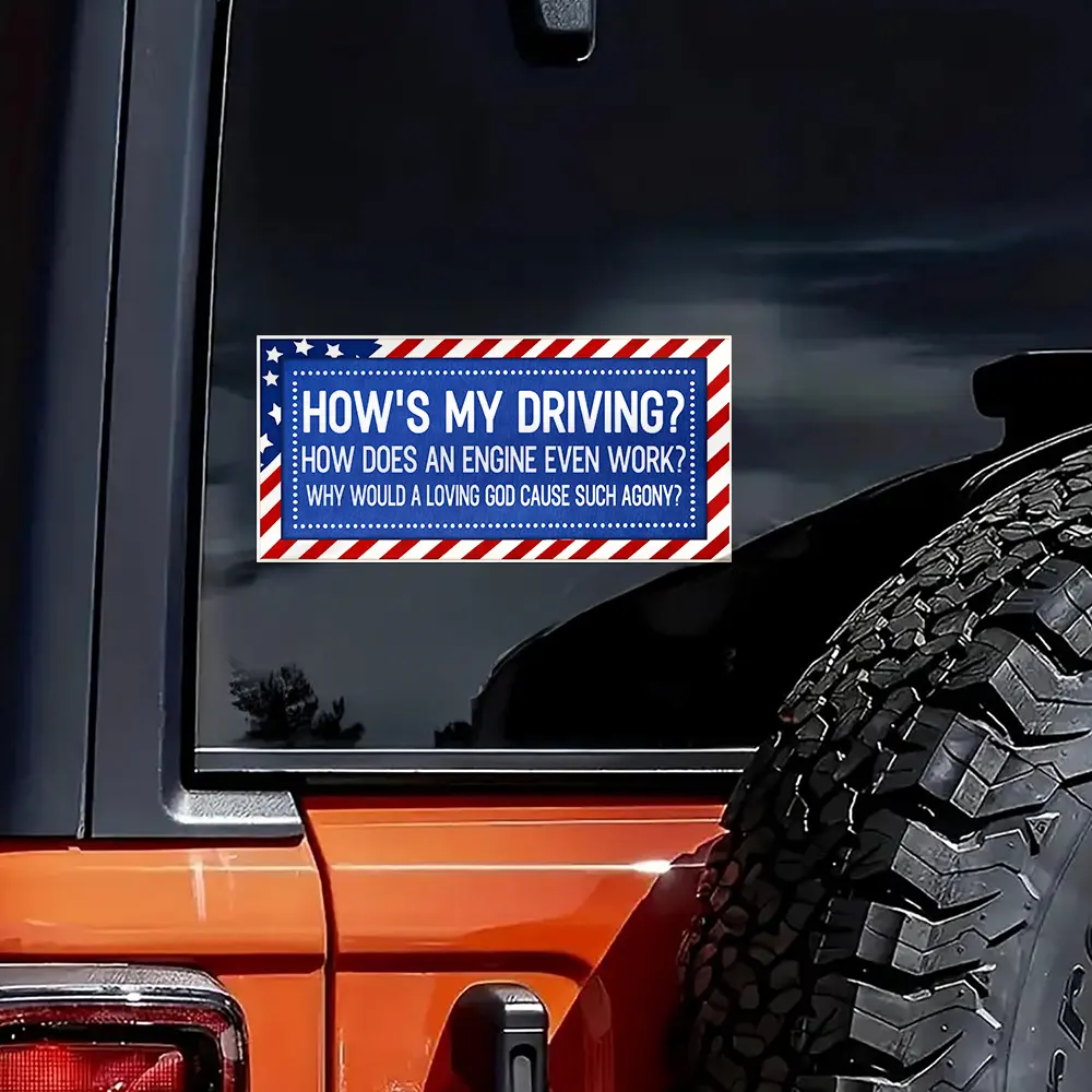 Stars And Stripes Car Bumper Sticker How Is My Driving - Personalized Decor Decal - Image 5