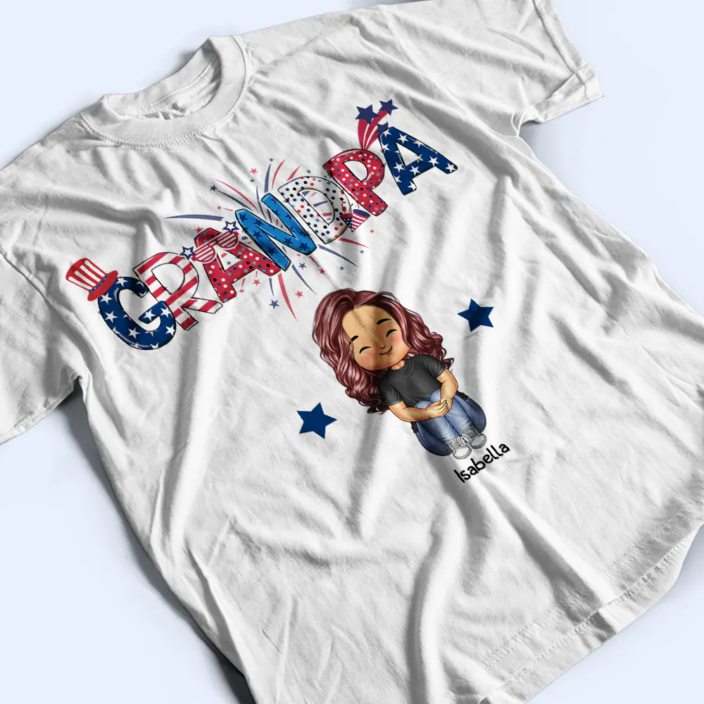 Stars And Stripes Daddy Papa Mommy Nana - Personalized T Shirt - Image 3