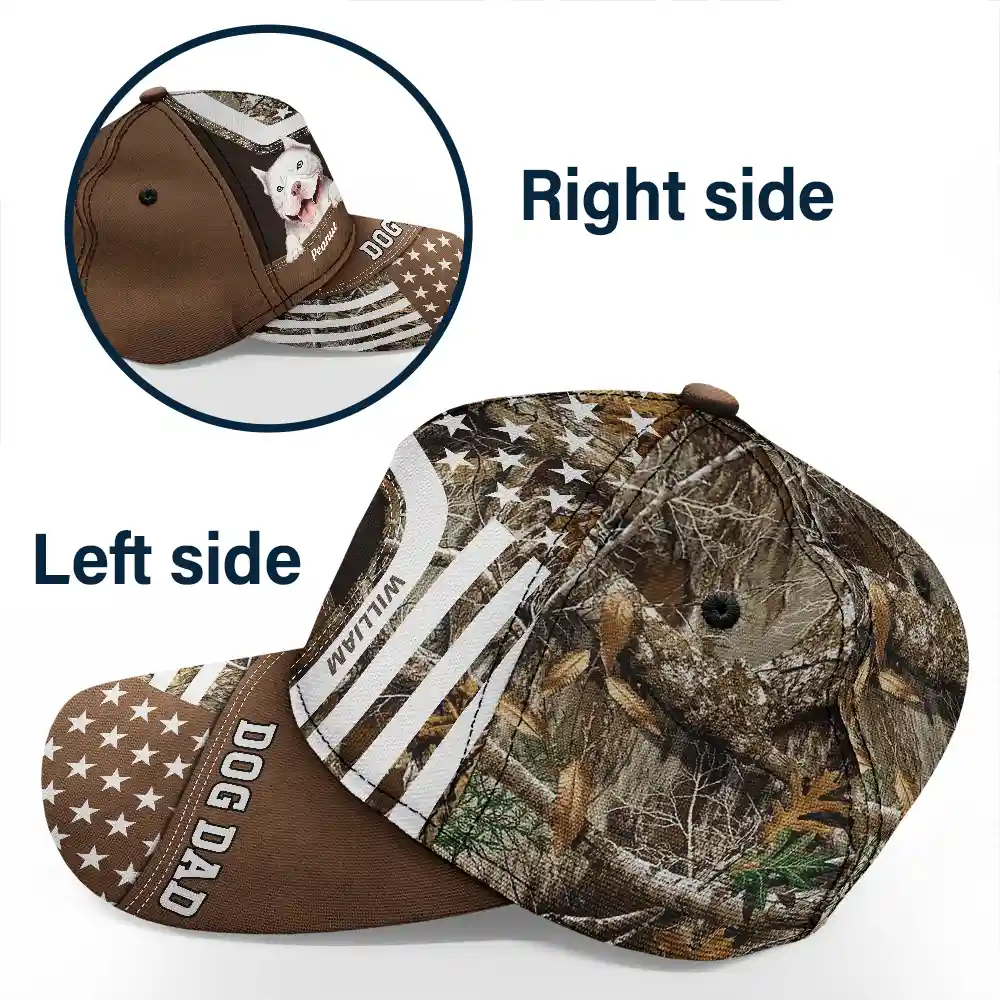 Stars And Stripes Dog Dad Pet Father - Personalized Classic Cap - Image 3