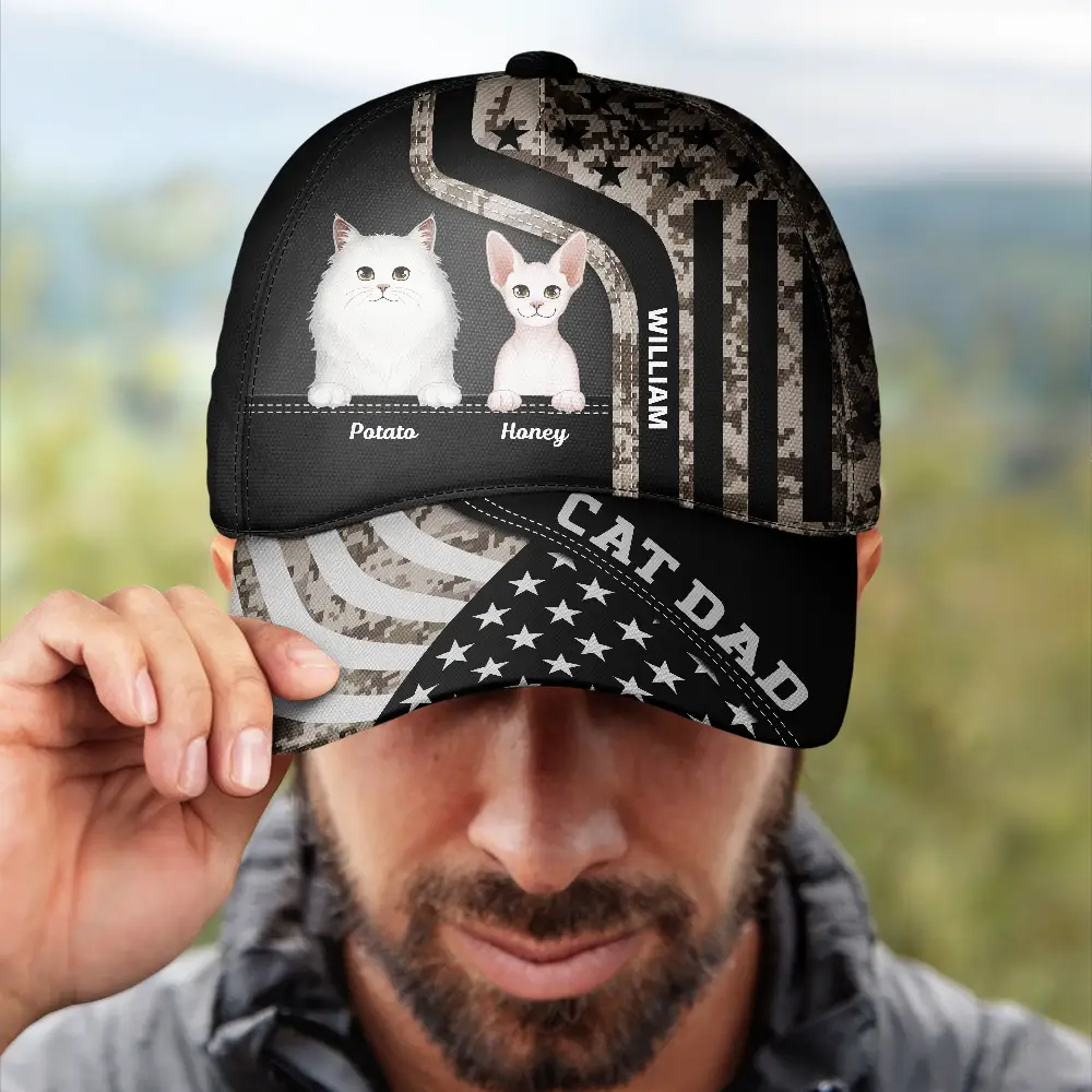 Stars And Stripes Dog Dad Pet Father - Personalized Classic Cap - Image 4