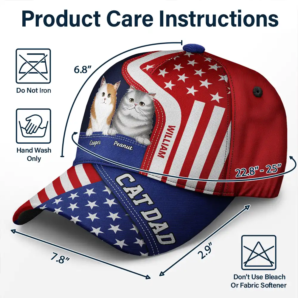 Stars And Stripes Dog Dad Pet Father - Personalized Classic Cap - Image 6