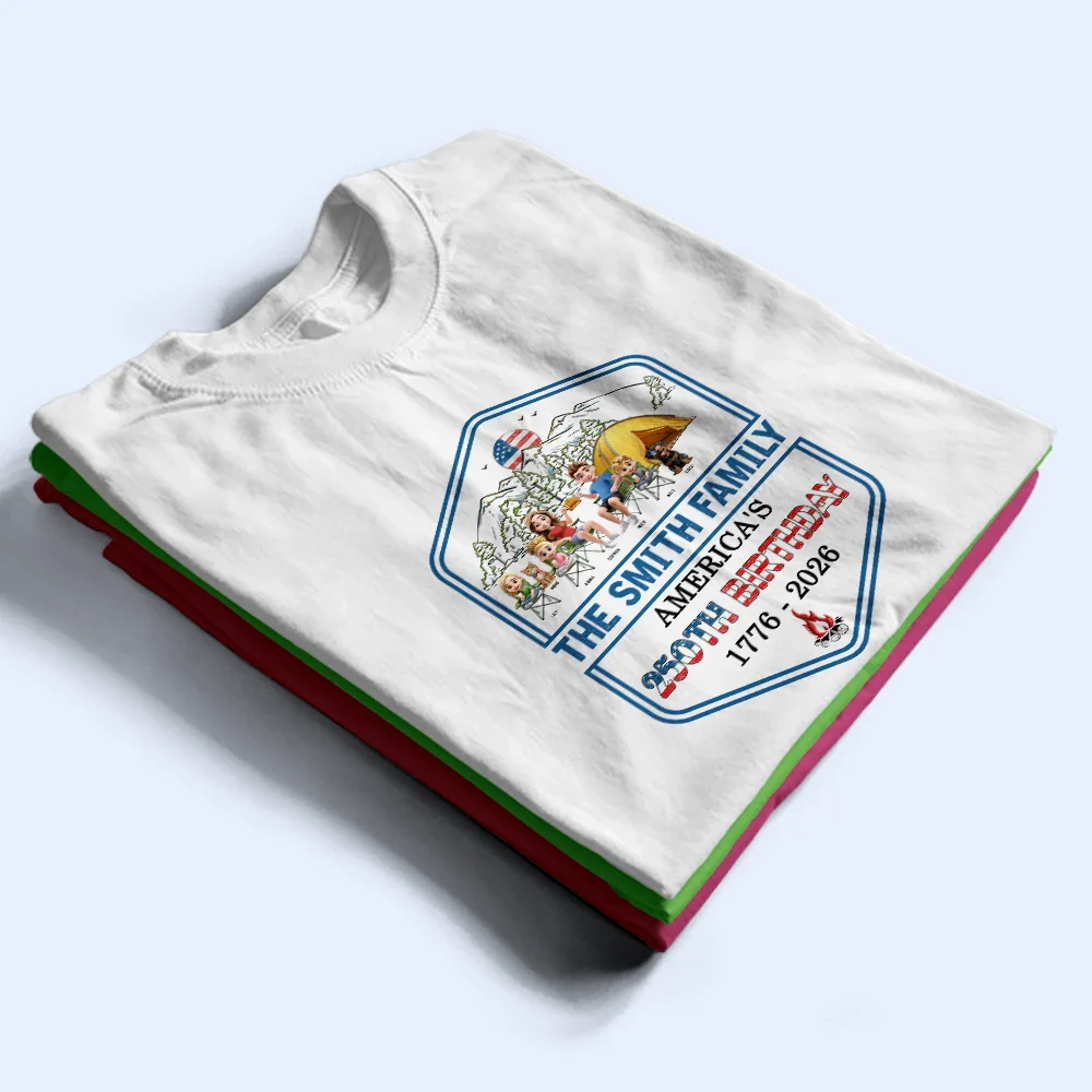 Stars And Stripes Family Camping - Personalized T Shirt - Image 2