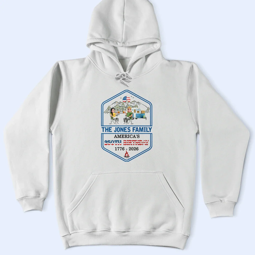 Stars And Stripes Family Camping - Personalized T Shirt - Image 4