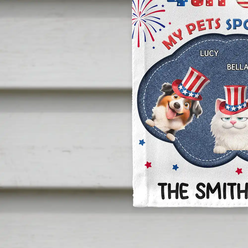 Stars And Stripes Faux Embroidery Effect Chill The Fourth Out - Personalized Flag - Image 4