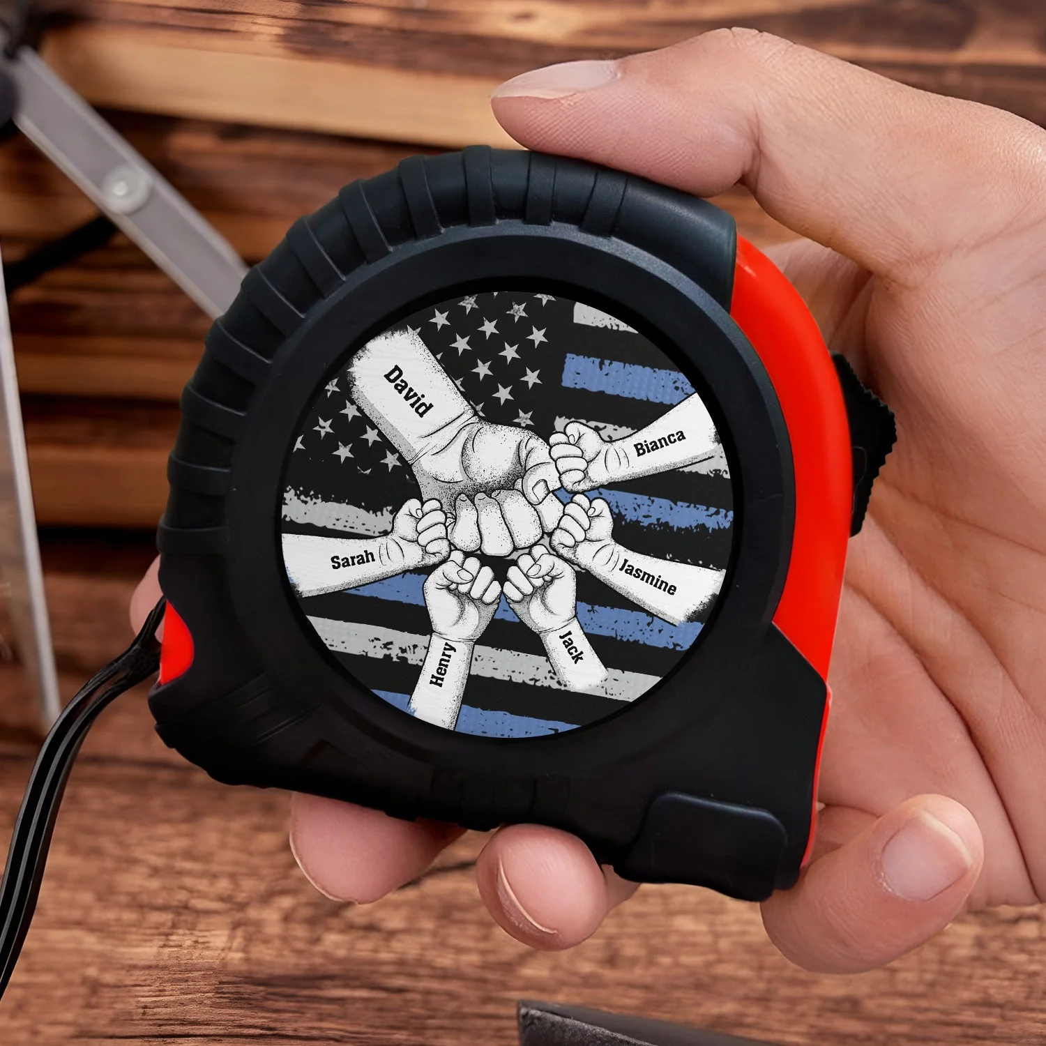 Stars And Stripes, Fist Bump - Birthday, Loving Gift For Dad, Father, Grandfather, Grandpa - Personalized Tape Measure - Image 3