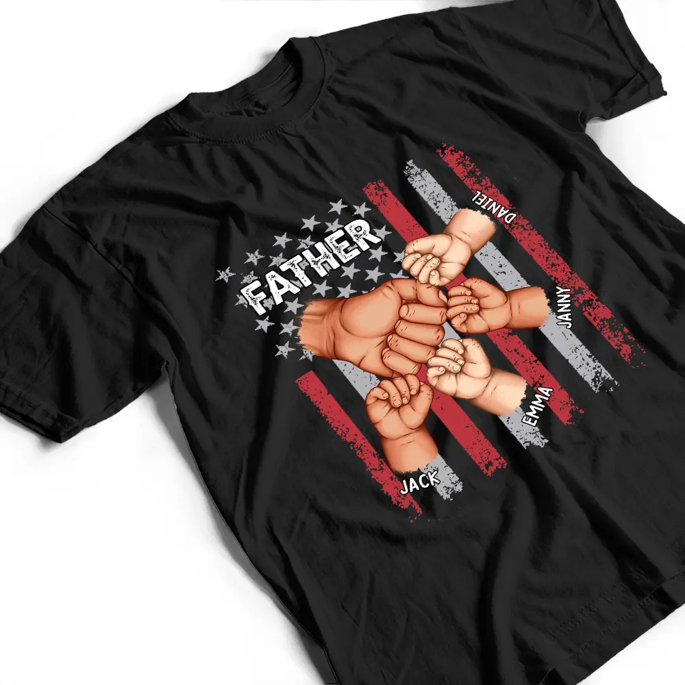 Stars And Stripes Grandpa Is Like Dad Without Rules Fist Bump - Personalized T Shirt - Image 4