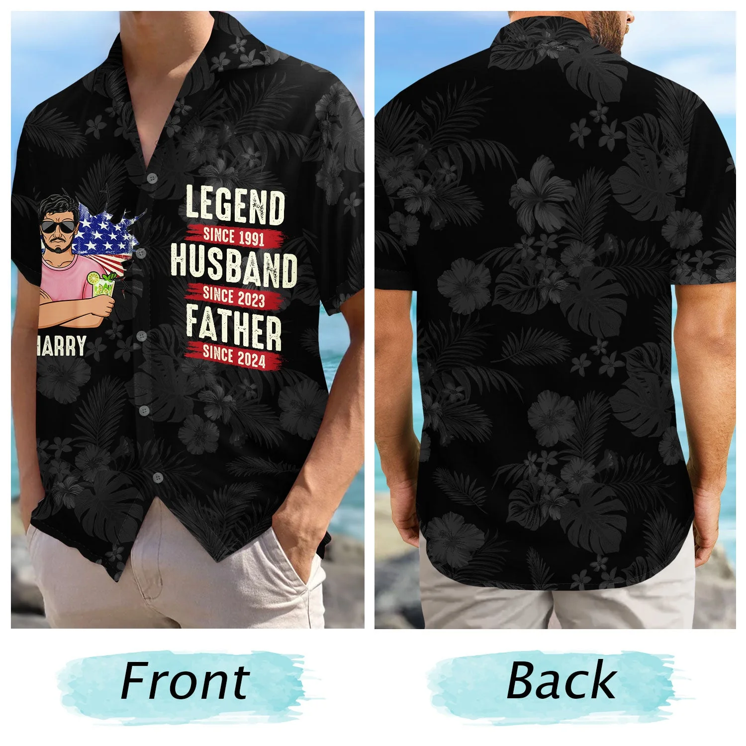 Stars And Stripes, Legend Husband Father Grandpa - Gift For Dad, Daddy, Grandfather - Personalized Hawaiian Shirt - Image 5