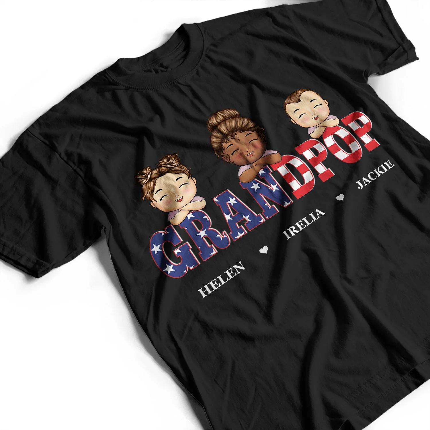 Stars And Stripes Papa Title - Birthday, Loving Gift For Dad, Father, Papa, Grandpa, Grandfather - Personalized Custom T Shirt - Image 3