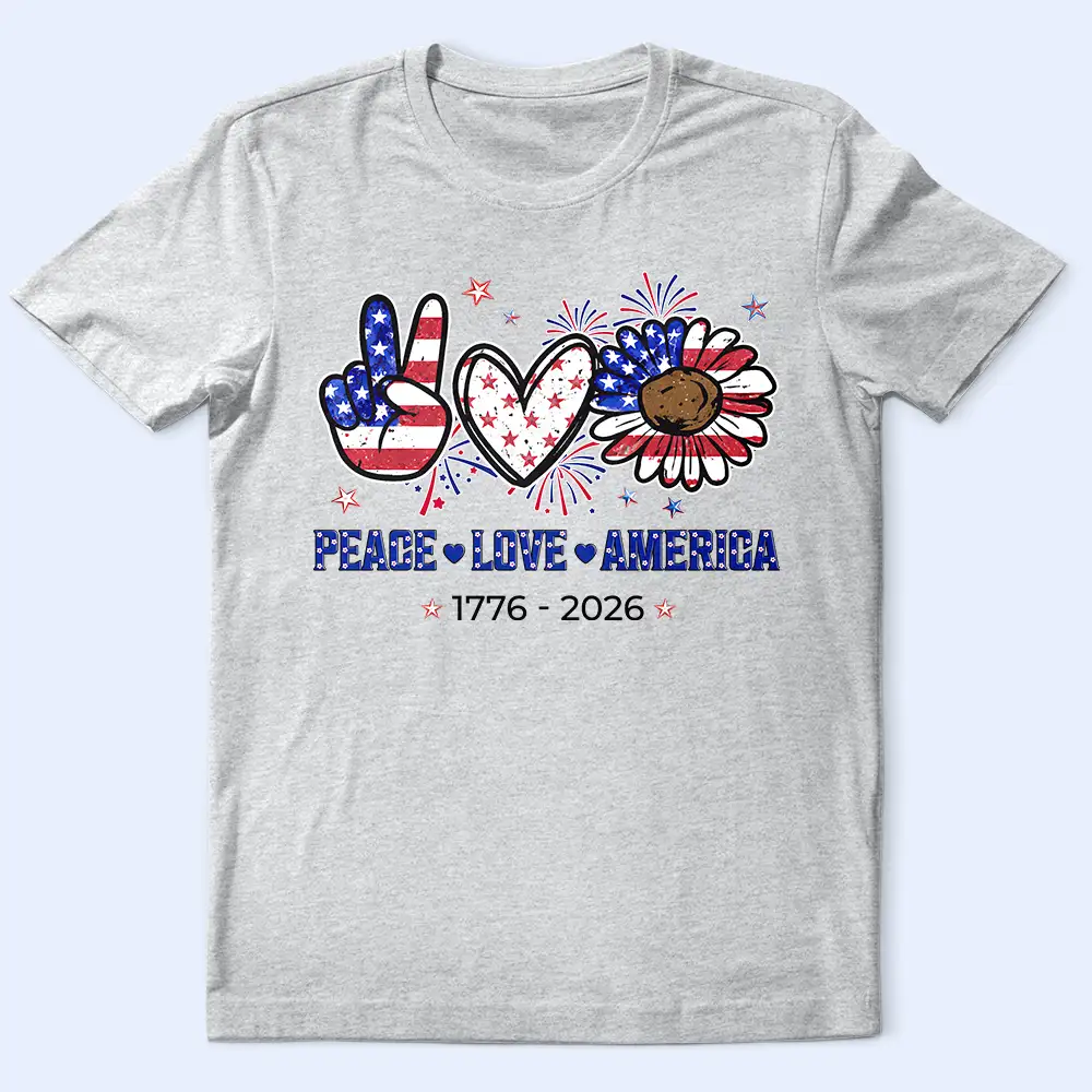 Stars And Stripes Peace Love America - T Shirt - Image 2