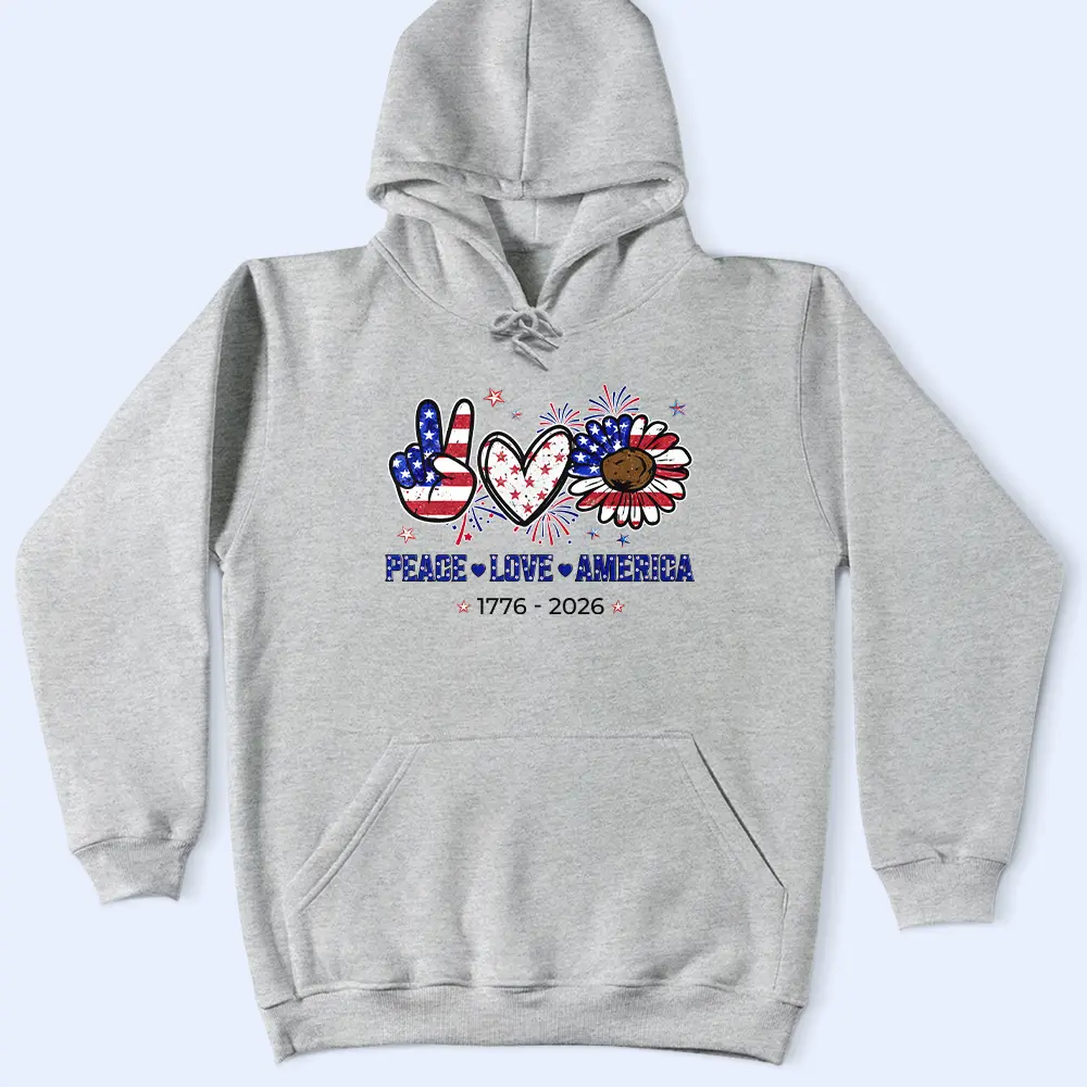 Stars And Stripes Peace Love America - T Shirt - Image 5