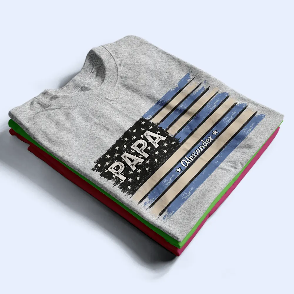 Stars And Stripes Proud To Be Merica Papa - Personalized T Shirt - Image 3