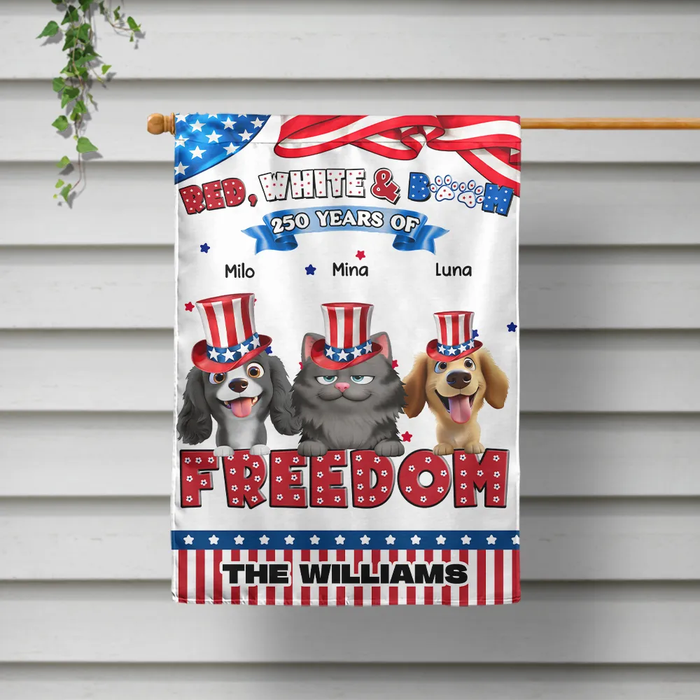 Stars And Stripes Red White & Woof 250 Years - Personalized Flag - Image 2