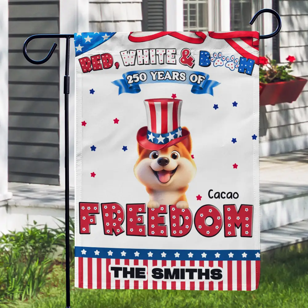 Stars And Stripes Red White & Woof 250 Years - Personalized Flag - Image 3