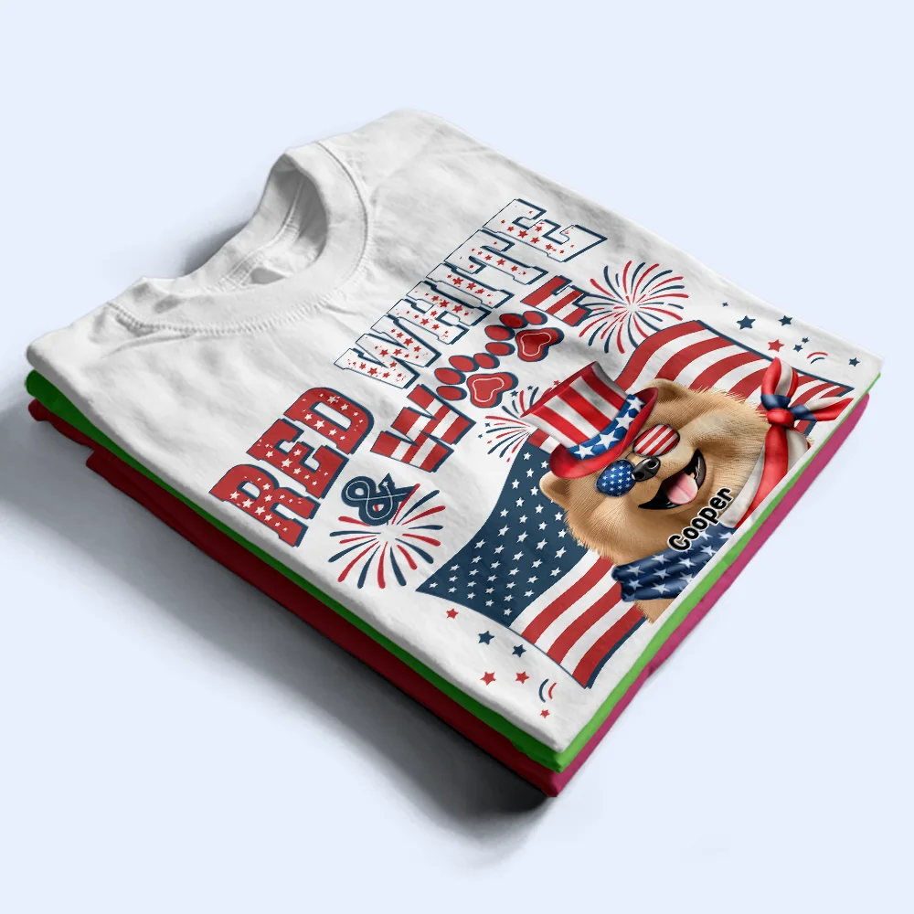 Stars And Stripes Red White & Woof - Personalized T Shirt - Image 2