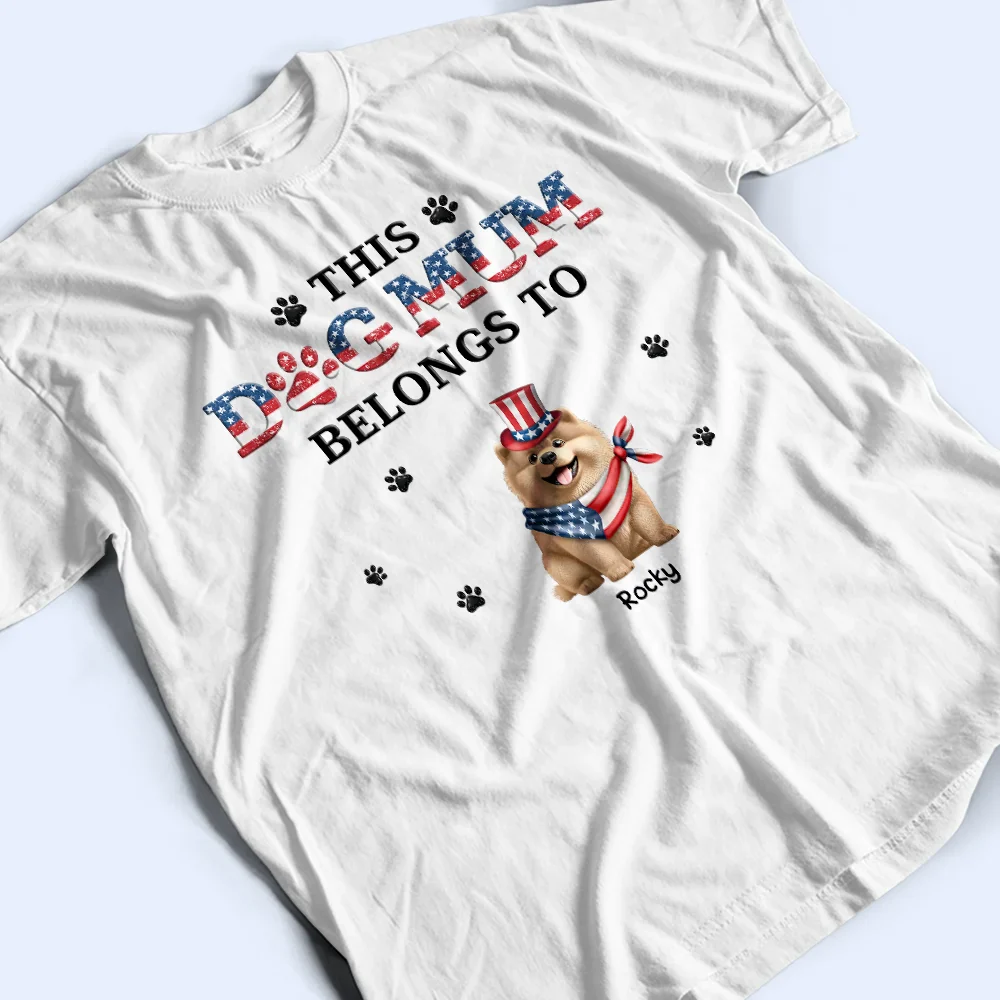 Stars And Stripes This Dog Dad Belongs To Independence Day - Personalized T Shirt - Image 3