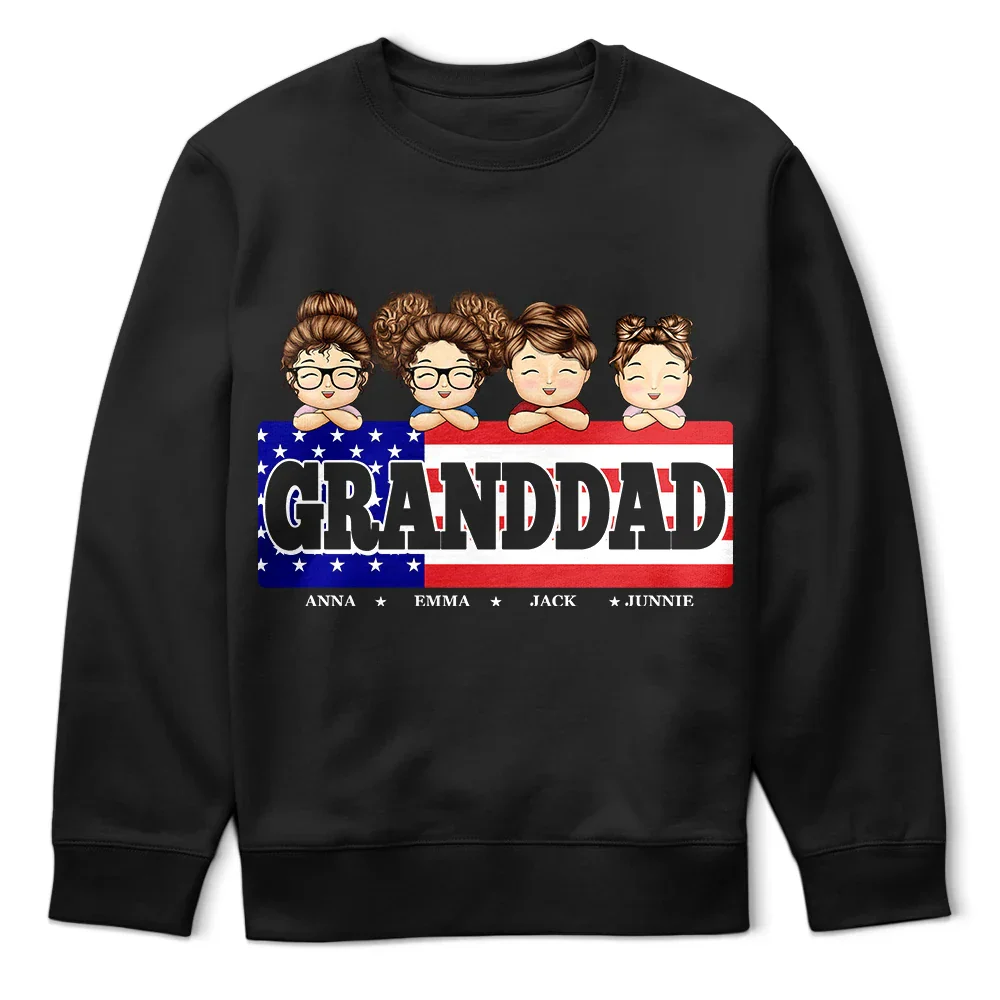 Stars And Stripes Title Box Dad Grandpa Papa - Personalized T Shirt - Image 5