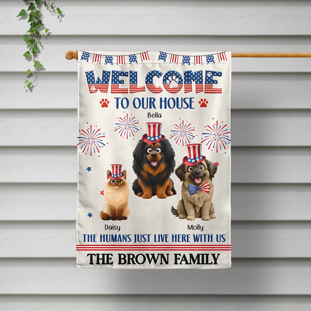 Stars And Stripes Welcome To Our House - Personalized Flag - Image 2