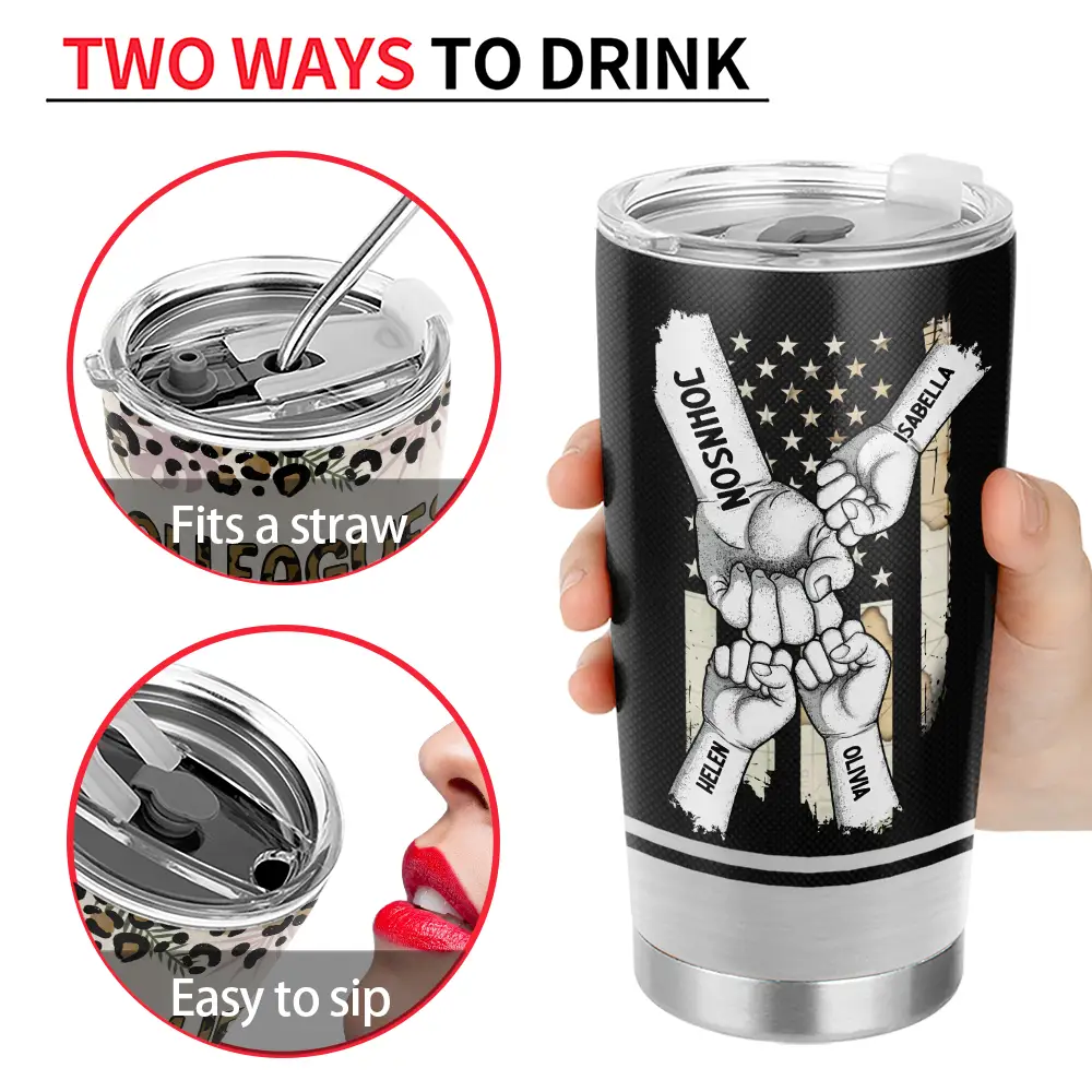 Stars & Striped Best Dad Ever - Personalized Tumbler - Image 4